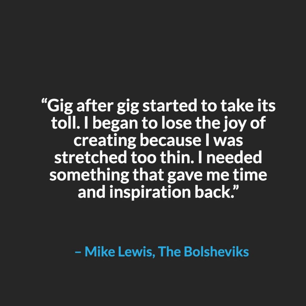 Quote from DIY artist Mike Lewis of The Bolsheviks about finding creative freedom through Melody Rights.